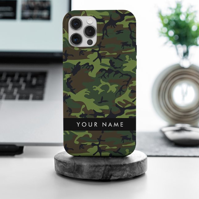 Funda De Case-Mate Para iPhone Patrón de camuflaje verde, nombre, personalización (Subido por el creador)