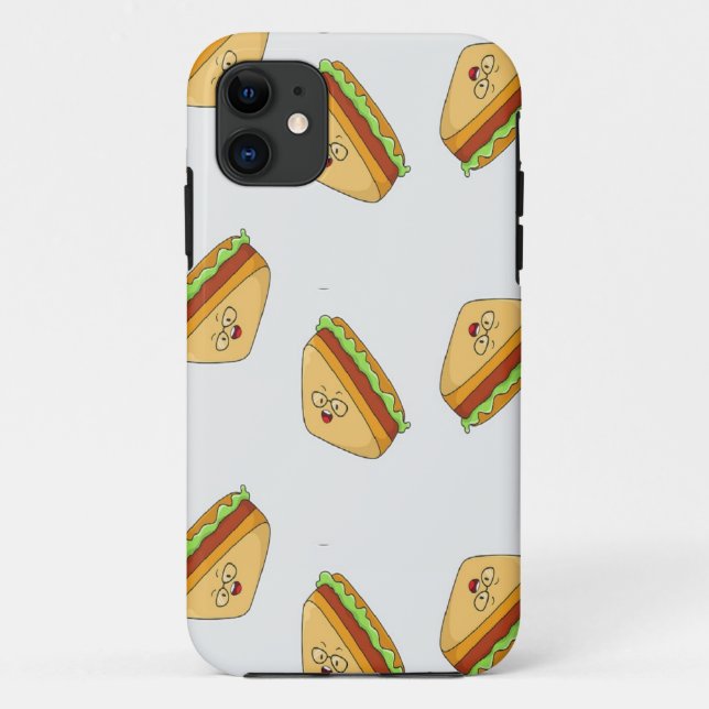 Funda De Case-Mate Para iPhone Patrón de carácter de alimento de sándwiches peque (Reverso)