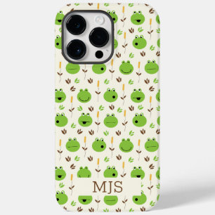 Funda Para iPhone 14 Pro Max De Case-Mate Patrón de caras de rana divertidas con monograma