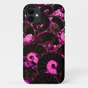 Funda Para iPhone 11 Patrón de cáscara fósil de Nautilus rosado