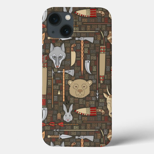 Funda De Case-Mate Para iPhone Patrón de caza étnica (Reverso)