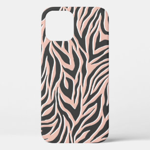 Funda Para iPhone 12 Patrón de cebra de contorno negro sin brillo. Salv