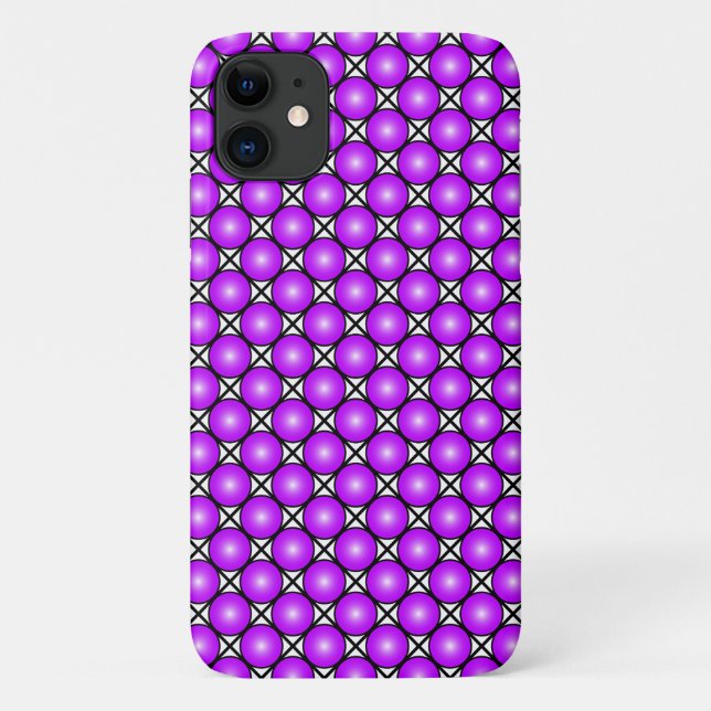 Funda De Case-Mate Para iPhone Patrón de celosía blanco negro con puntos rosados  (Reverso)