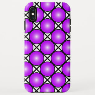 Funda Para iPhone XS Max Patrón de celosía blanco negro con puntos rosados 