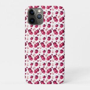 Funda Para iPhone 11 Pro Patrón de cereza coquette con lazo rosa Estética