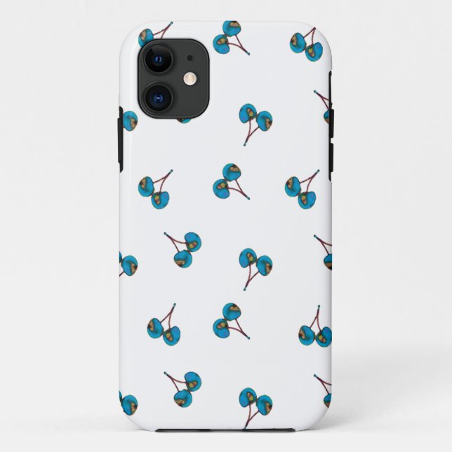 Funda De Case-Mate Para iPhone Patrón de cerezas azules (Reverso)