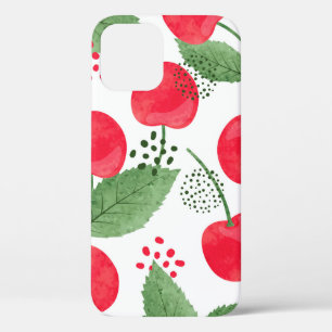 Funda Para iPhone 12 Patrón de cerezas sin foco. Lluvia de color de agu