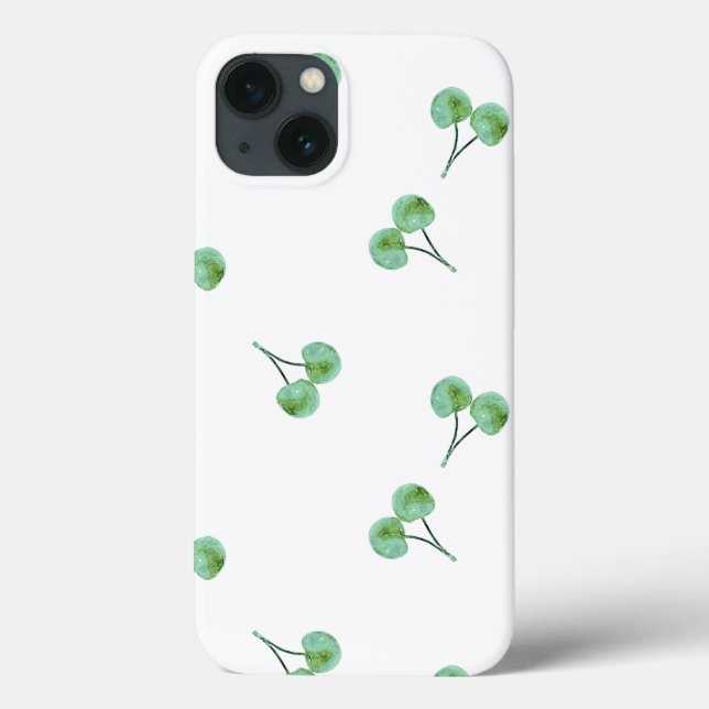 Funda De Case-Mate Para iPhone Patrón de cerezas verdes (Reverso)