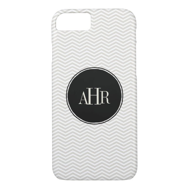 Funda De Case-Mate Para iPhone Patrón de cheurón gris monogramo (Reverso)