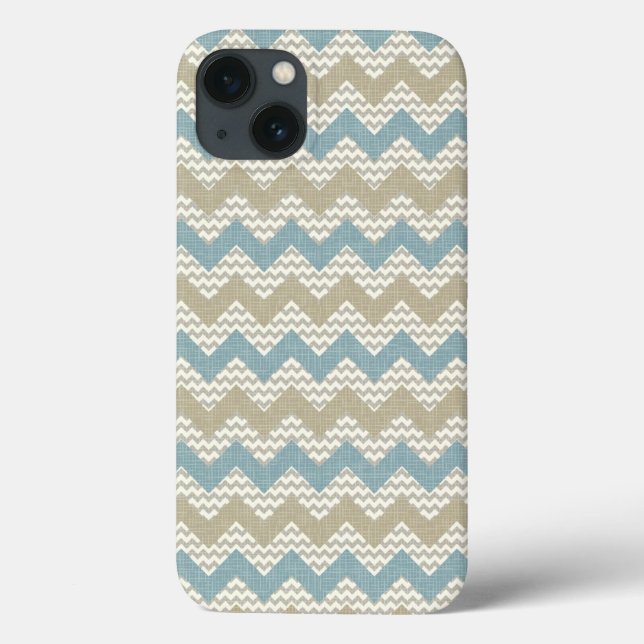 Funda De Case-Mate Para iPhone Patrón de cheurón sobre textura de lino (Reverso)