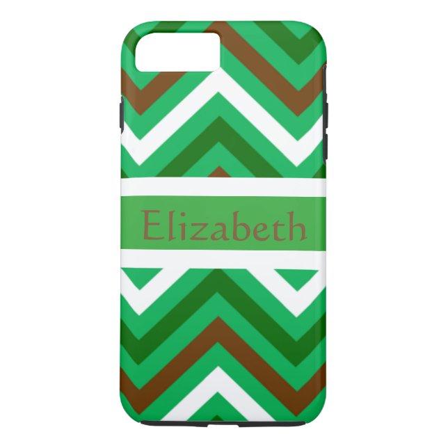 Funda De Case-Mate Para iPhone Patrón de cheurón zigzag personalizado verde y bla (Reverso)