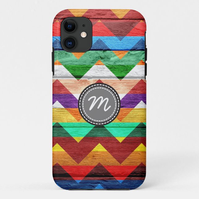 Funda De Case-Mate Para iPhone Patrón de chevron azteca de madera #5 (Reverso)