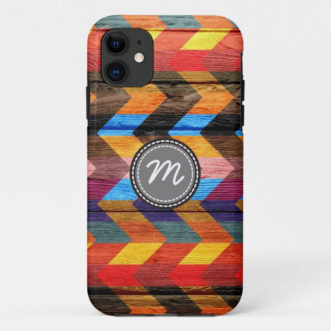 Funda De Case-Mate Para iPhone Patrón de chevron azteca de madera #7 (Reverso)