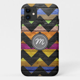 Funda Para iPhone 11 Patrón de chevron azteca de madera #8