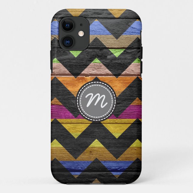 Funda De Case-Mate Para iPhone Patrón de chevron azteca de madera #8 (Reverso)