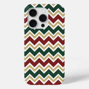 Funda Para iPhone 15 Pro Patrón de Chevron Beige Verde Blanco Rojo
