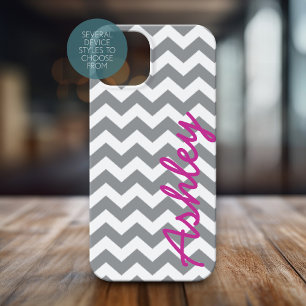 title_seo2 Patrón de Chevron de moda con nombre - gris rosa