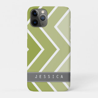 Funda Para iPhone 11 Pro Patrón de Chevrons Ombre Verde Zig Zag