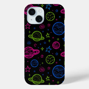 Funda Para iPhone 15 Patrón de cielo nocturno minimalista de neón con e