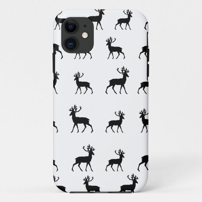 Funda De Case-Mate Para iPhone Patrón de ciervos en blanco y negro (Reverso)