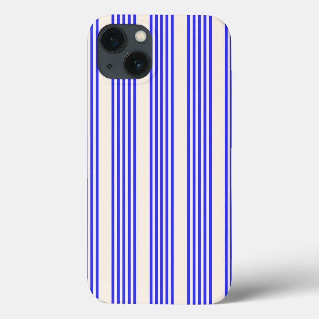 Funda De Case-Mate Para iPhone Patrón de cinco rayas azul eléctrico y beige (Reverso)