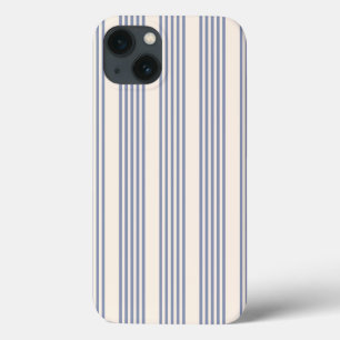 Funda Para iPhone 13 Patrón de cinco rayas azul-gris y beige