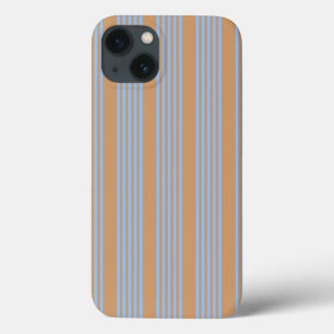 Funda Para iPhone 13 Patrón de cinco rayas azul y marrón