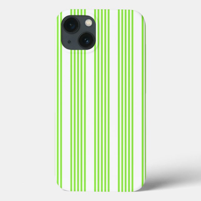 Funda De Case-Mate Para iPhone Patrón de cinco rayas blanco y verde limón (Reverso)