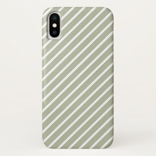 Funda Para iPhone X Patrón de cinco rayas de color verde oliva y blanc