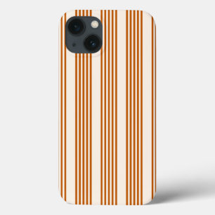Funda Para iPhone 13 Patrón de cinco rayas de naranja quemado y beige