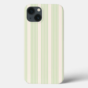 Funda Para iPhone 13 Patrón de cinco rayas verde claro y beige