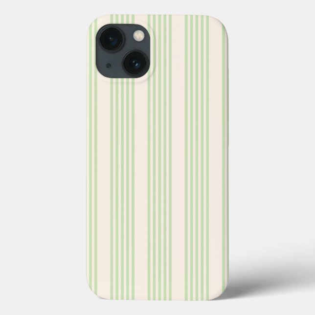 Funda De Case-Mate Para iPhone Patrón de cinco rayas verde claro y beige (Reverso)