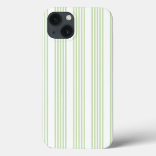 Funda Para iPhone 13 Patrón de cinco rayas verde claro y blanco