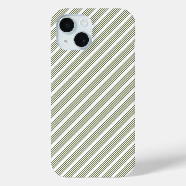 Funda De Case-Mate Para iPhone Patrón de cinco rayas verde oliva y blanco (Reverso )