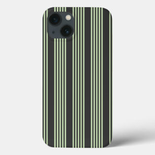 Funda Para iPhone 13 Patrón de cinco rayas verde pálido y carbón vegeta