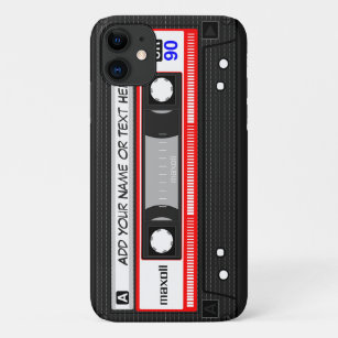 Funda Para iPhone 11 Patrón de cinta de cassette de música roja retro d