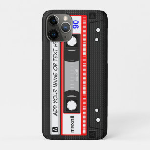 Funda Para iPhone 11 Pro Patrón de cinta de cassette de música roja retro d