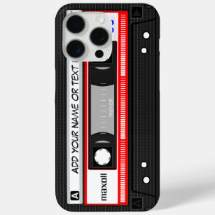 Funda Para iPhone 15 Pro Max Patrón de cinta de cassette de música roja retro d