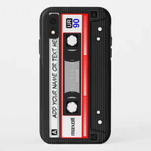 Funda Para iPhone XR Patrón de cinta de cassette de música roja retro d