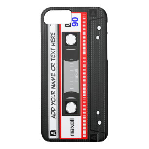 Funda Para iPhone 8/7 Patrón de cinta de cassette de música roja retro d
