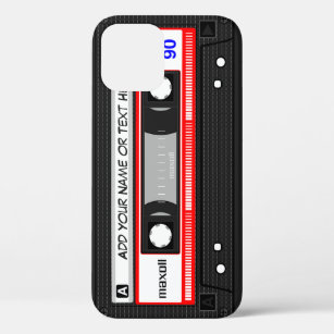 Funda Para iPhone 12 Pro Patrón de cinta de cassette de música roja retro d