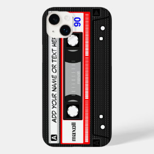 Funda Para iPhone 14 Plus De Case-Mate Patrón de cinta de cassette de música roja retro d