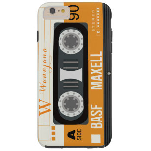 Funda Resistente Para iPhone 6 Plus Patrón de cinta retro monograma de música amarilla