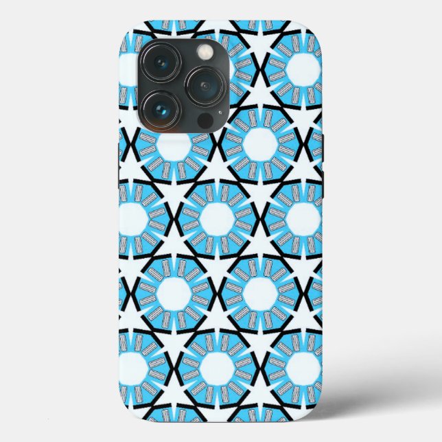 Funda De Case-Mate Para iPhone Patrón de Círculos Azules y Estrellas (Reverso )