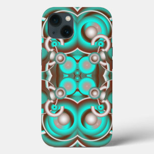 Funda Para iPhone 13 Patrón de Círculos Concéntricos Celestes Circulare
