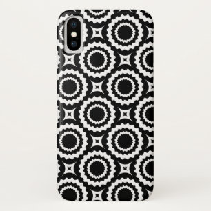 Funda Para iPhone X Patrón de círculos en zigzag blanco y negro lindo