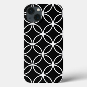 Funda Para iPhone 13 Patrón de Círculos Modernos Negro y Blanco