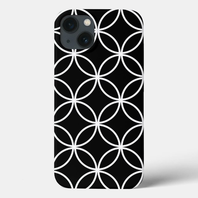 Funda De Case-Mate Para iPhone Patrón de Círculos Modernos Negro y Blanco (Reverso)