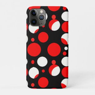 Funda Para iPhone 11 Pro Patrón de círculos rojos, negros y blancos