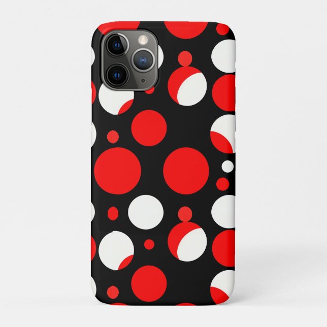 Funda De Case-Mate Para iPhone Patrón de círculos rojos, negros y blancos (Reverso)